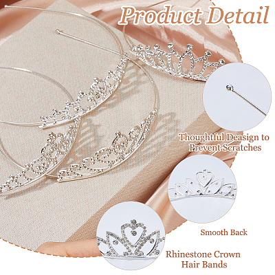 12Pcs 12 Styles Alloy Rhinestone Hair Bands OHAR-HS0001-05-1