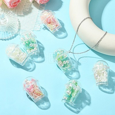 10Pcs Milk Tea Cup Theme Opaque Acrylic Pendants OACR-CJ0002-31-1