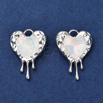 Rack Plating Alloy Rhinestone Pendants PALLOY-D028-08A-S-RS-1