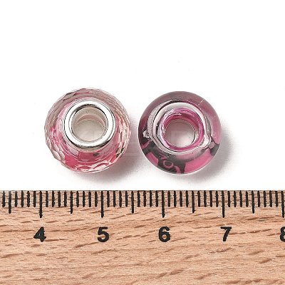 Printed Transparent Resin European Beads RESI-C063-03I-1