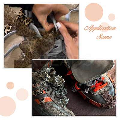 4 Pairs 4 Colors Polyester Leopard Print Pattern Lace Shoelaces DIY-FH0009-68-1