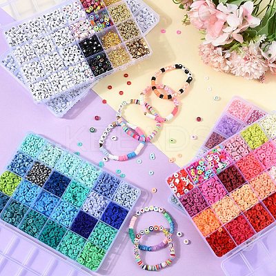 DIY Flat Round/Disc Handmade Polymer Clay Beaded Bracelets Jewelry Making Kits DIY-YW0012-94-1