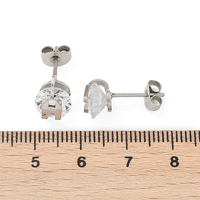 304 Stainless Steel Micro Pave Clear Cubic Zirconia Stud Earrings EJEW-Z089-03P-1