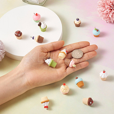 36Pcs 9 Styles Opaque Resin Pendants RESI-BT0001-24-1