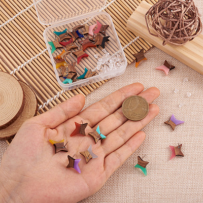 30Pcs 15 Colors Walnut Wood Star Stud Earrings EJEW-FW0001-02-1