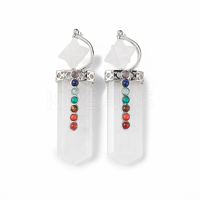 Chakra Themed Natural Quartz Crystal Big Pendants G-L524-12P-07-1