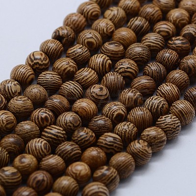 Natural Wenge Wood Beads Strands X-WOOD-F006-02-6mm-1
