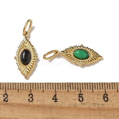 Ion Plating(IP) 304 Stainless Steel with Natural & Synthetic Gemstone Pendants STAS-G351-23G-1