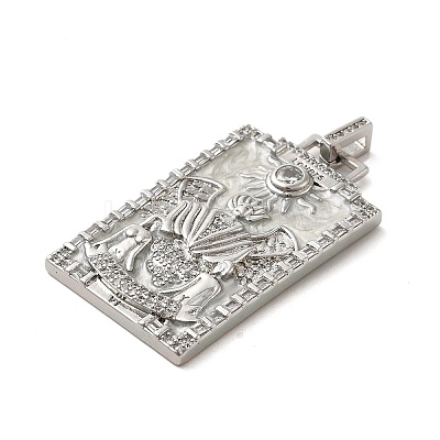 Brass Micro Pave Cubic Zirconia Pendants with Enamel KK-H458-01P-21-1