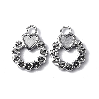 Tarnish Resistant 304 Stainless Steel Pendant Cabochon & Rhinestone Settings STAS-C066-05P-1