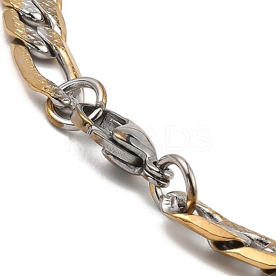 Two Tone PVD Vacuum Plating 304 Stainless Steel Cuban Link Chain Bracelets BJEW-K231-02GP-1