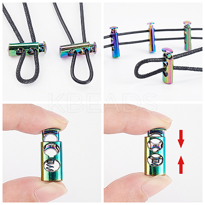 20Pcs Rainbow color Alloy Cord Locks FIND-GF0002-76-1