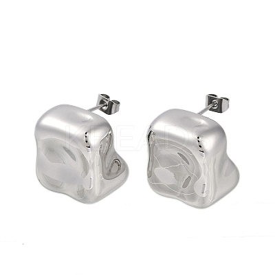 304 Stainless Steel Square Stud Earrings for Women EJEW-K281-25P-1