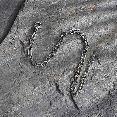 Non-Tarnish 304 Stainless Steel Cable Chain Bracelet for Men Women BJEW-E031-05C-P-1