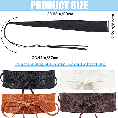 4Pcs 4 Colors Imitation Leather Wrap Around Waist Bands AJEW-CP0008-07-1