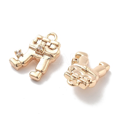 Rack Plating Brass Clear Cubic Zirconia Pendants KK-M102-21G-A-1