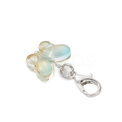Transparent Glass Butterfly Pendant Decorations HJEW-JM04018-01-1