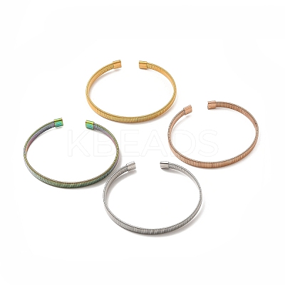 304 Stainless Steel Flat Snake Chains Shape Open Cuff Bangle for Women BJEW-C033-03-1