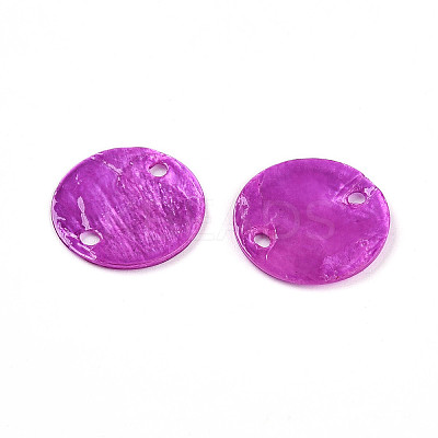 Dyed Natural Capiz Shell Disc Links Connector Charms SSHEL-WH0006-01A-8-1