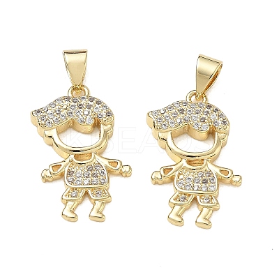 Brass Micro Pave Clear Cubic Zirconia Pendants CU-CBA9AFC-01G-11-1