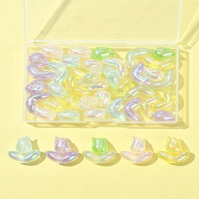 48Pcs 2 Styles UV Plating Transparent Acrylic Beads SACR-FS0001-36-1