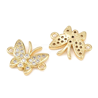 Brass Pave Cubic Zirconia Connector Charms KK-L251-15G-1