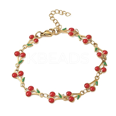 304 Stainless Steel Enamel Link Bracelets for Women BJEW-K226-16G-1