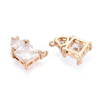 Brass Pave Clear Cubic Zirconia Pendants KK-N284-07G-1