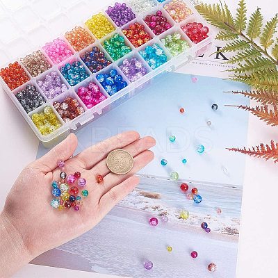 Spray Painted Crackle Glass Beads Sets CCG-PH0003-08-1