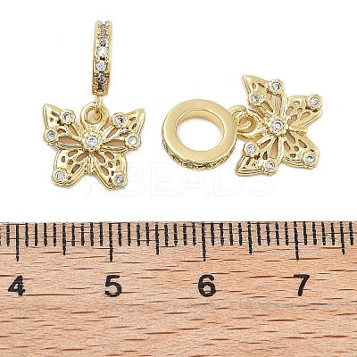 Rack Plating Brass Clear Cubic Zirconia European Dangle Charms KK-Q006-59G-01-1