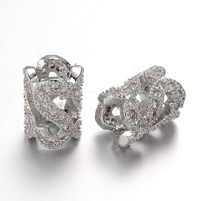 Hollow Brass Micro Pave Cubic Zirconia Beads ZIRC-L037-43P-FF-1