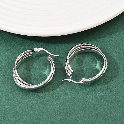 304 Stainless Steel Triple Twist Ring Stud Earrings EJEW-P324-08P-1