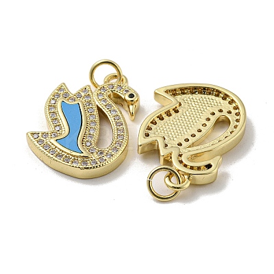 Brass Micro Pave Cubic Zirconia Pendants KK-H457-06G-01-1