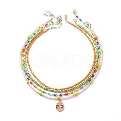 4Pcs 4 Style Glass Seed Imitatin Pearl Beaded Necklaces Set NJEW-JN04012-1