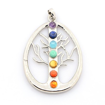 Vintage Chakra Jewelry Brass Gemstone Pendants G-I114-08-1