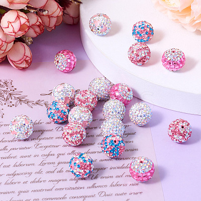 20Pcs 5 Style Polymer Clay Rhinestone Beads CLAY-TA0001-32-1