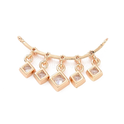 Brass Pave Clear Cubic Zirconia Connector Charms ZIRC-K088-16KCG-1