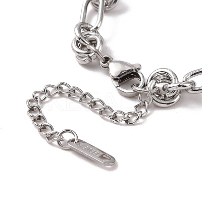 Non-Tarnish 304 Stainless Steel Knot Link Chain Bracelet for Men Women BJEW-E020-01P-1