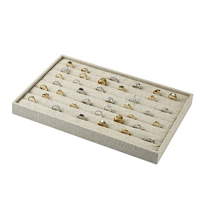 Imitation Burlap Jewelry Ring Displays X-RDIS-G002-03-1