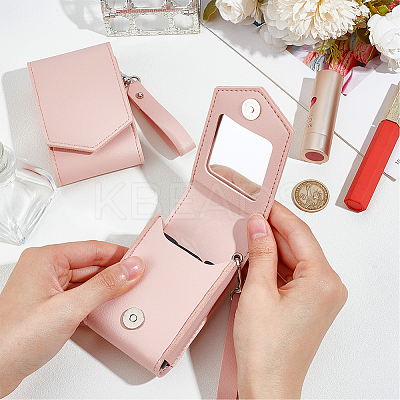 PU Leather Lipstick Storage Bags with Mirror AJEW-WH0248-539-1