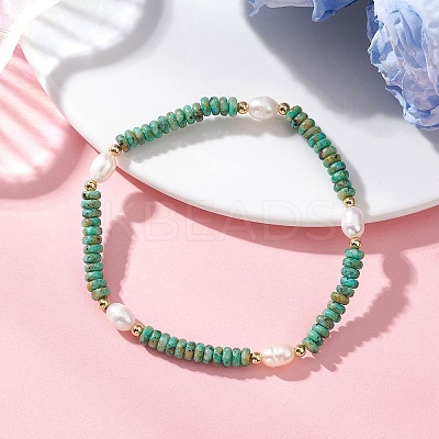 Natural Sesame Jasper & Cultured Freshwater Pearl Beads Beaded Stretch Bracelets for Women BJEW-JB13322-02-1