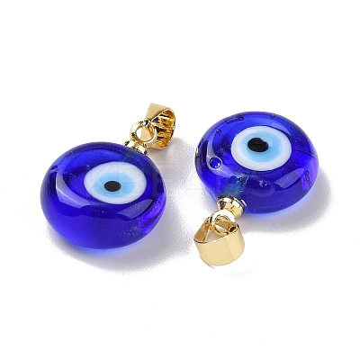 Handmade Lampwork Evil Eye Pendants LAMP-P057-01G-02-1