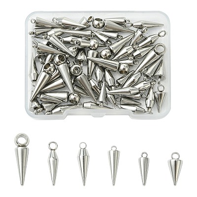 60Pcs 6 Styles 201/304 Stainless Steel Pendants STAS-CJ0002-93-1