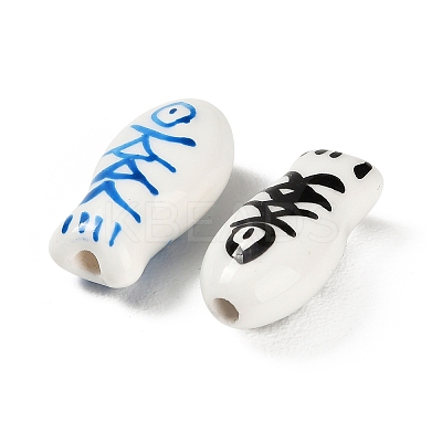 Handmade Printed Porcelain Beads PORC-H015-01-1