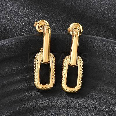 304 Stainless Steel Oval Dangle Stud Earrings EJEW-K268-41G-1