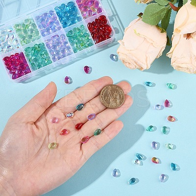 300Pcs 10 Colors Transparent Glass Beads GGLA-YW0001-21-1