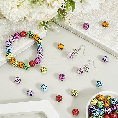 200Pcs Opaque Acrylic Beads OACR-SP0001-63-1