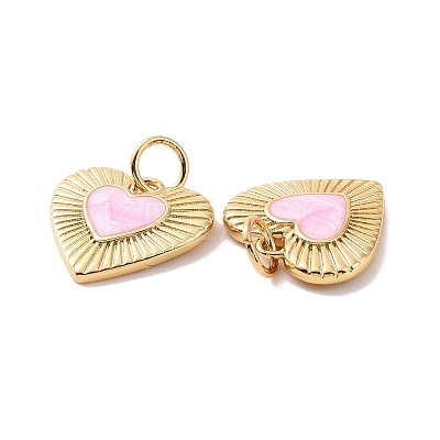 Heart Brass Enamel Pendants KK-G435-07G-02-1