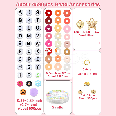 DIY Flat Round Handmade Polymer Clay & Acrylic Beads Bracelets Making Kits DIY-YW0011-08-1
