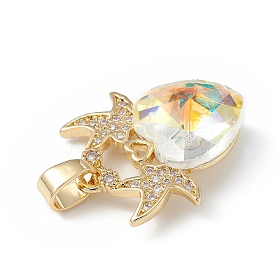 Real 18K Gold Plated Rack Plating Brass Micro Pave Cubic Zirconia Pendants KK-C015-03G-01-1